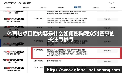 体育热点口播内容是什么如何影响观众对赛事的关注与参与